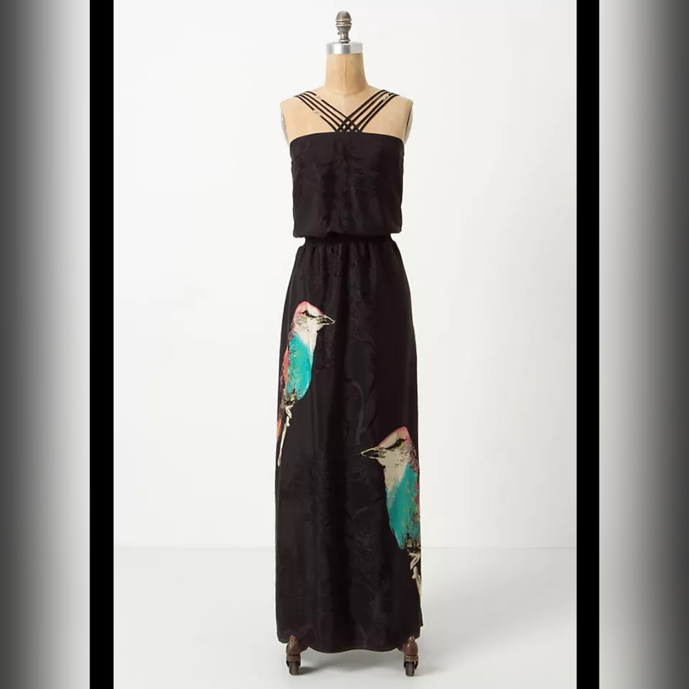 Anthro Leifsdottir Cordiva Bird Maxi dress